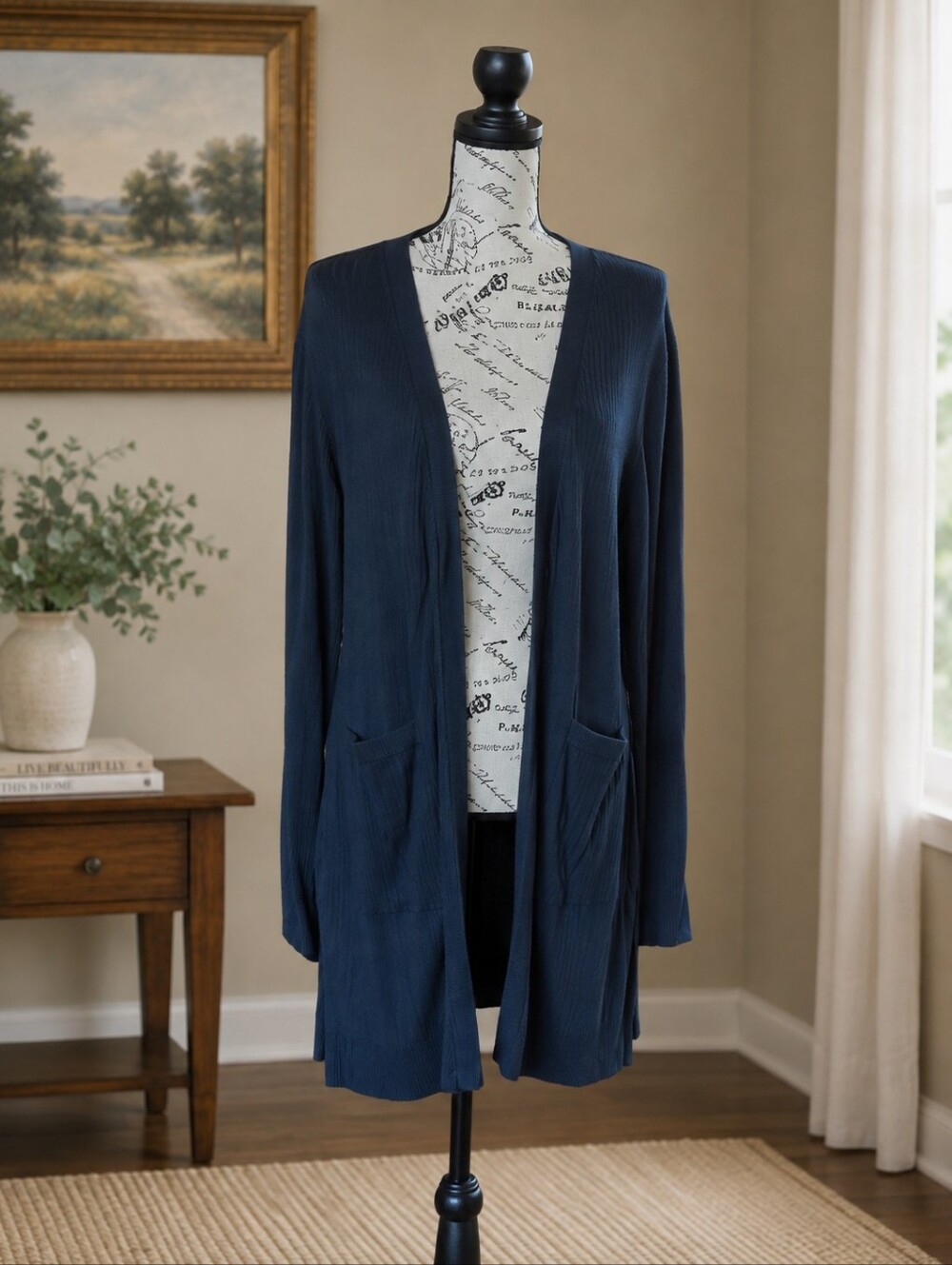 Size XL Love Ryan Elegant Black Women's Cardigan